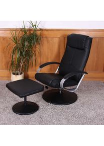 Relaxliege Relaxsessel Fernsehsessel N44 mit Hocker ~ schwarz