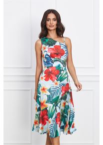 Rochie LaDonna bleu cu imprimeu exotic