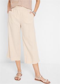 Jupe-culotte en lin longueur mollet - beige - taille 48 - lin - bonprix