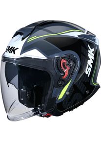 SMK GTJ Tourer, open face helmet , color: Black/Grey/White/Neon-Yellow , size: S