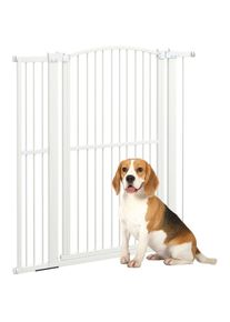 PawHut - Barrière de sécurité pour chien - barrière à pression ajustable - double système de verrouillage - acier pa blanc - Blanc