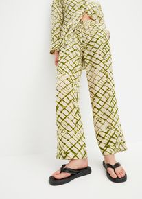 Wijde broek met print - groen - maat 48 - bonprix