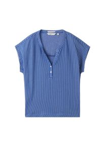 Tom Tailor Damen Gestreiftes T-Shirt mit Bio-Baumwolle, blau, Streifenmuster, Gr. S, baumwolle