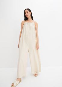 Jumpsuit met linnen - beige - maat 48 - viscose - bonprix