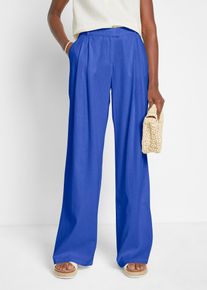 Palazzo broek van een lichte linnen-viscosemix - blauw - maat 48 - linnen,viscose - bonprix