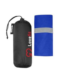 Objet publicitaire Serviette Pieter ultra-l&eacute;g&egrave;re &agrave; s&eacute;chage rapide fabriqu&eacute;e en PET recycl&eacute; | Bleu process | Personnalisable avec votre logo