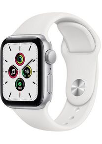 Apple Watch SE Aluminium 40 mm (2020) | WiFi + Cellular | silber | Sportarmband weiß M/L