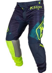 Klim XC Lite, textile pants , color: Dark Blue/Neon-Yellow/Petrol , size: 30