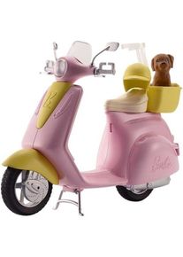 Barbie Pink & Yellow Scooter Moped With Puppy & Helmet