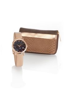 Dames Portemonnee en horloge in bruin ,maat 0, WITT, 80% Polyvinylchloride, 20% Metaal