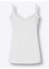 Heine Dames Kanten top met spaghettibandjes in ecru ,maat 34, Witt, 95% Polyester, 5% Elastan. Kant: 100% Polyamide