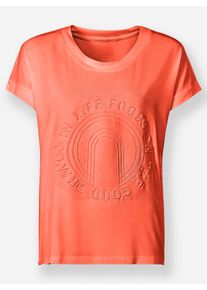 Heine Dames Shirt met korte mouwen en elastan in oranje ,maat 34, Witt, 95% Viscose, 5% Elastan