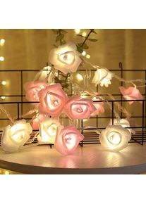 Aiducho Guirlande Lumineuse Rose 3m 20 Led à Piles Fleur Rose Blanc Chaud Rose Fées Lumières Romantique Maison Jardin Décoration Pour Mariage Fête La