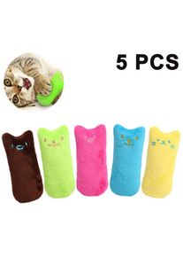 Jouets d'herbe à chat, jouets interactifs en peluche pour chat, jouet à mâcher d'herbe à chat 5 pièces, oreiller de chat en peluche douce pour chat