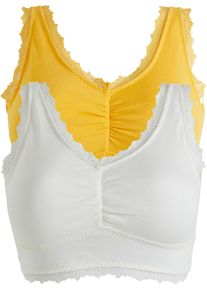 bonprix Biustonosz bustier w prążek, z bawełny organicznej (2 szt.) ż&oacute;łty 36/38