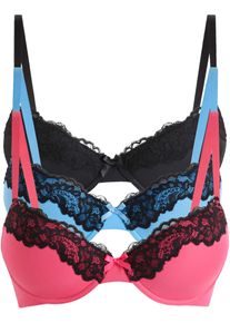 bonprix Női Merevítős melltartó újrahasznosított poliamiddal (3 db-os csomag), kék, 80