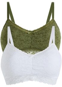 bonprix Femei Bustieră cu dantelă moale (set/2 buc.), verde, 44