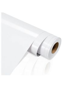 VINGO - Papier adhésif pour meubles 61 cm x 500 cm papier peint auto-adhésif film auto-adhésif étanche pour comptoirs de cuisine salle de bain-blanc