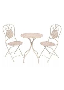 Les Tendances - Table ronde et 2 chaises de jardin blanc Brook