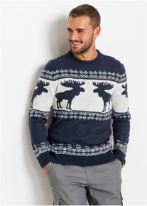 bonprix Sweter w norweski wz&oacute;r, niebieski, 44/46 (S)