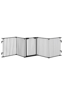 PawHut Stair Gate Dog Pens Pet PlayPen 5-Panel Freestanding Fireplace Christmas Tree Metal Fence Stair Barrier Room Divider w/ Door | Aosom Ireland