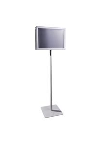 Présentoir sur pied CLASSIC A3 double face avec cadre clic clac, argent, aluminium|acier