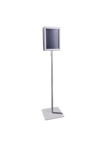 Présentoir sur pied CLASSIC A4 double face avec cadre clic clac, argent, aluminium|acier