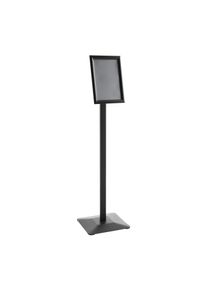 Présentoir sur pied FLEX A4 avec cadre clic clac, noir, aluminium|métal|plastique