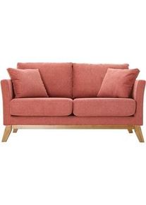 Miliboo Skandinavisches 2-Sitzer-Sofa mit abnehmbarem Bezug in Terracotta mit strukturiertem Samteffekt OSLO