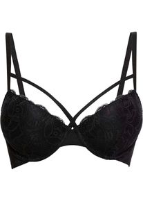 Reggiseno con coppe preformate ferretto e pizzo delicato, Nero, Taglia 85B, bonprix