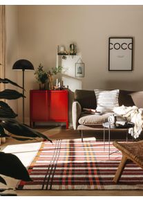 benuta Pop Dywan bawełniany Leander brązowy 80x150 cm Bawełna Bordiura,Geometryczny,Trend