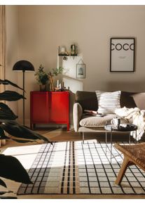 Tapis poil ras en coton Leander Gris/Blanc 80x150 cm - Tapis poil court design moderne pour salon