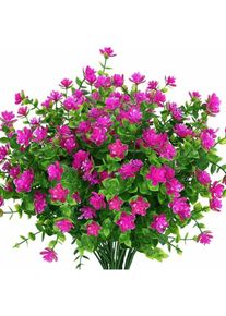 Fleurs Artificielles, 24 Paquets Fausses Fleurs D'eucalyptus Bouquets de Fleurs de Lotus en Plastique pour Jardin Intérieur et Extérieur Porche Patio
