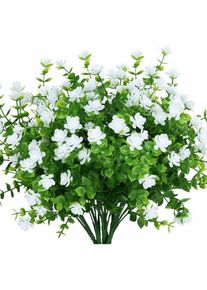 Lot de 24 Fleurs artificielles d'extérieur résistantes aux uv Plantes buis, arbustes, verdure en plastique synthétique pour intérieur et extérieur à