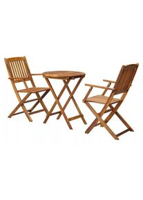 Les Tendances - Table ronde et 2 chaises de jardin acacia clair Polina