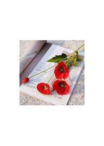 Lot de 10 coquelicots artificiels rouges en soie avec grande fleur réaliste pour décoration de jardin et de mariage - Rouge H317