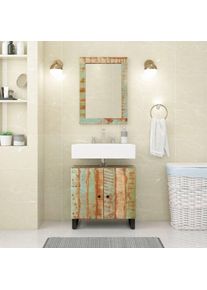 The Living Store - Miroir 70x50 cm bois massif de récupération et verre Multicolore