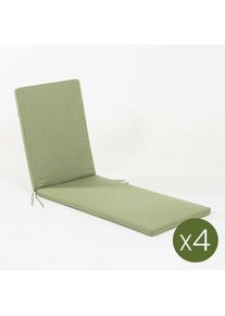 Edenjardin Cojines - Pack 4 coussins de transat pour jardin, Hydrofuges, Polyester 200 gr, Couleur Vert, 78 + 118 cm x60 cm x5 cm