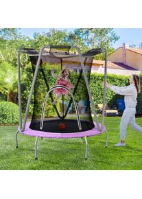 Trampoline pour enfants pour l'extérieur et l'intérieur, trampoline de jardin en acier galvanisé avec panier de basket-ball, cadeau trampoline rond