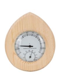 Thermo-hygromètre de sauna, thermomètre hygromètre 2 en 1 en bois en forme de goutte avec grand nombre, accessoire pour hammam et sauna