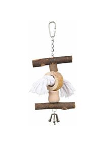 Trixie - Jouet avec chaîne/corde & cloche, en bois d'écorce 20 cm