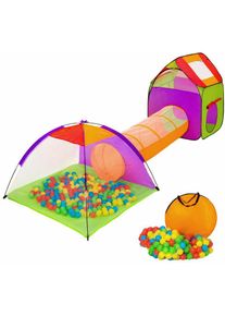 Tente enfant tente igloo et tunnel 200 balles et sac multicolore jeux jouets - Multicolore