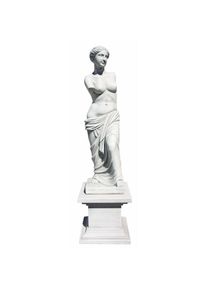 Statue Gretta Dame avec piédestal 42x42x158cm. Béton Gris Pierre
