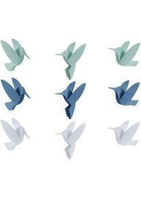 Umbra Oiseau en vol en relief (Lot de 9) vert - bleu - blanc - Vert - bleu - blanc