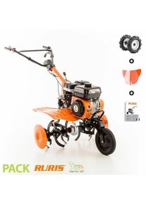 Ruris - Motobineuse thermique 208cc 6 fraises vitesses 2AV -1AR roues agraires et butteur dac 7000 - Orange