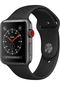 Apple Watch Series 3 (2017) | 42 mm | Aluminium | GPS + Cellular | grau | Sportarmband schwarz