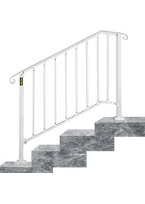 Rampe d'Escalier Garde-corps # 3 Accoudoir convient aux 3 ou 4 marches extérieures blanc mat - Vevor