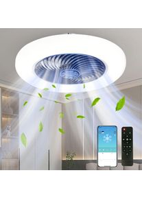 Ventilateurs de ventilateur de plafond intelligent avec lumières, télécommande de décoration de chambre à coucher lampe ventilateur rétractable