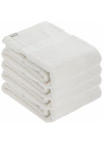 Lot de 4 Serviettes de toilette tissu éponge 100% Coton Blanc 50 x 90 cm Tendance Blanc