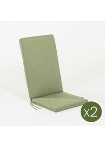 Edenjardin Cojines - Pack de 2 coussins pour chaise de jardin, Hydrofuge, Polyester 200 gr, Couleur Vert, 71 + 43 cm x48 cm x5 cm